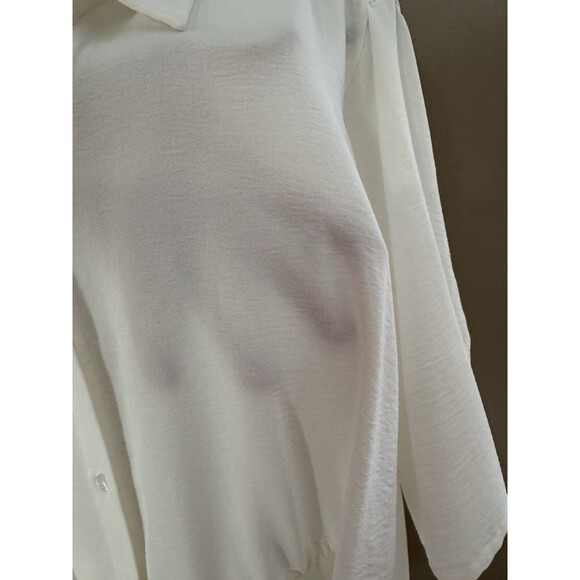 Calvin Klein women’s cinched button-down lightweight white blouse size XL - Picture 4 of 9
